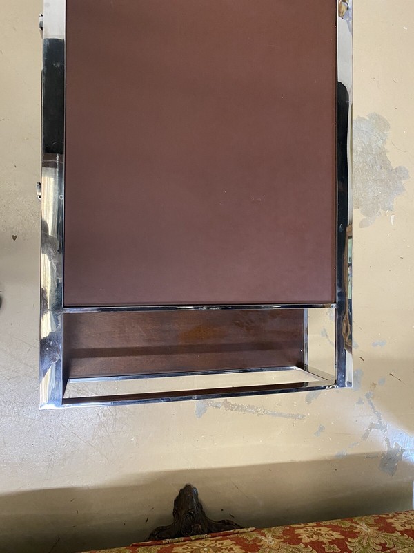 FRENCH MODERN CHROME & LEATHER COFFEE TABLE gallery