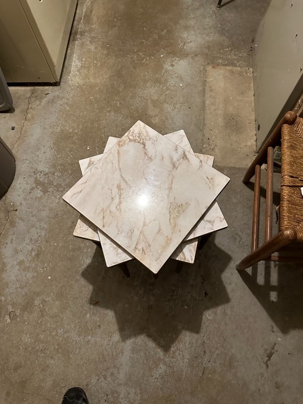 Set of 3 Mid Century Modern Faux Marble Stacking Tables