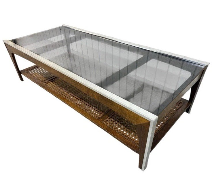 Mid-Century Modern Smoked Glass Coffee Table