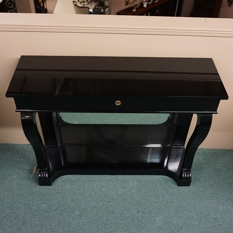 Empire style Mahogany wood Traditional Wall Console Black with Mirror back gallery