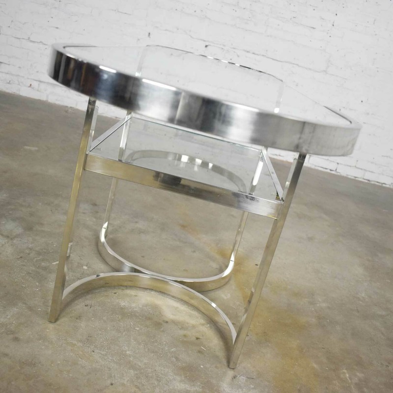 Mid-Century Modern Polished Chrome Oval Sofa or Console Table gallery