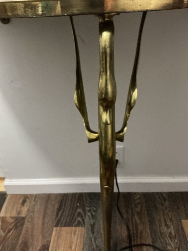 VTG hollywood regency brass swan SinglLeg half moon wall table Assembly required gallery