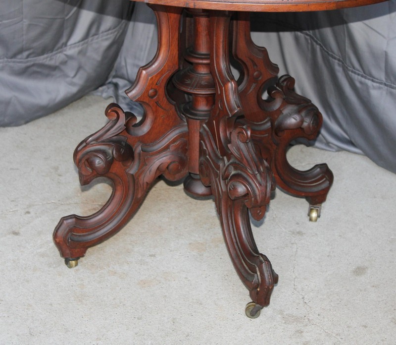 Antique Victorian Marble Top Table Oval Shape Made by Brooks Furniture gallery