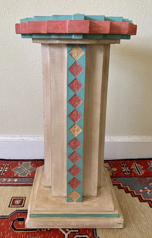 Southwestern Memphis Style Postmodern Glass Top Ceramic Accent Table 1989 Plant gallery