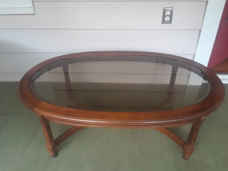 Mahogany Beveled Glass Coffee Table
