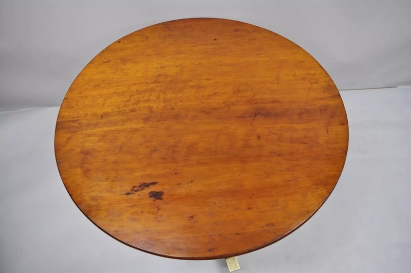 19th C. French Empire Style Round Mahogany Bronze Mount Tilt Top Center Table gallery