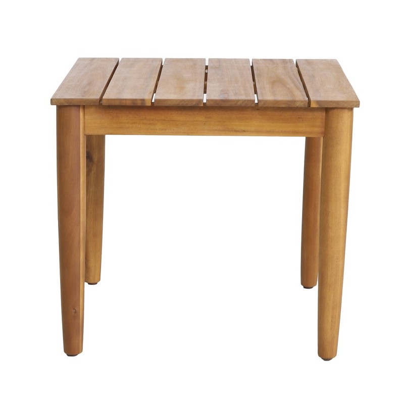 Rustic Teak Finish Acacia Wood Slat Top Side Table 20x20x18.25 Inch gallery