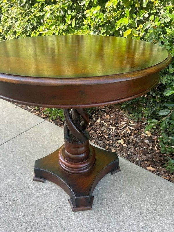 Farmhouse Drum Mahogany Round End Table/Side Table gallery