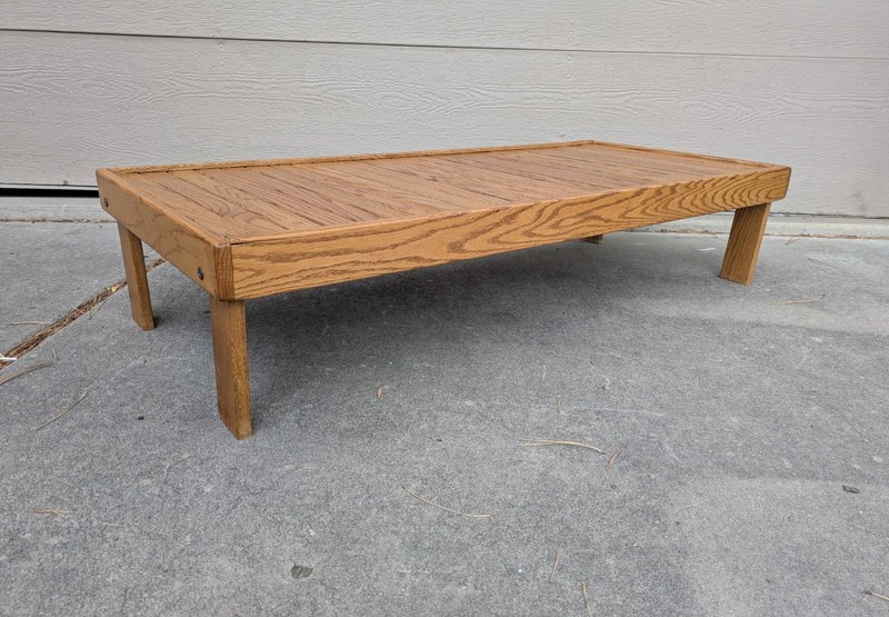 Vintage Rustic Solid Oak Slat Wood Low Coffee Table Mid Century Danish Modern B4 gallery