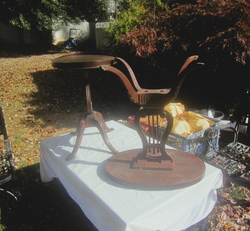 VTG 1900 MERSMAN LYRE HARP TABLES, #6651, MAHOGANY
