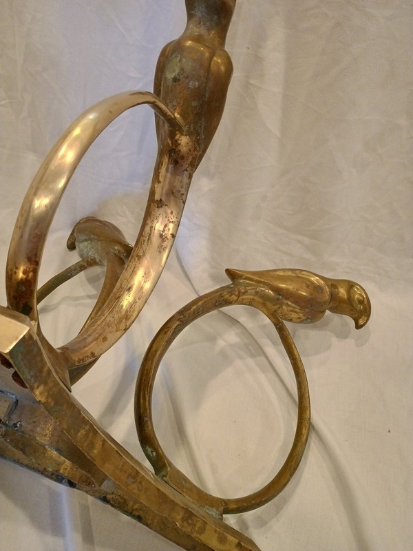 Alain Chervet (?) DECO HOLLYWOOD REGENCY BRASS PARROT TABLE BASE NEEDS POLISHED gallery