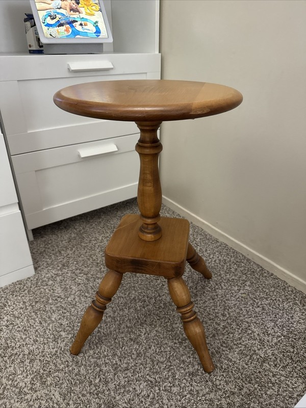 Hand crafted artisan Tiger maple candle stand table gallery