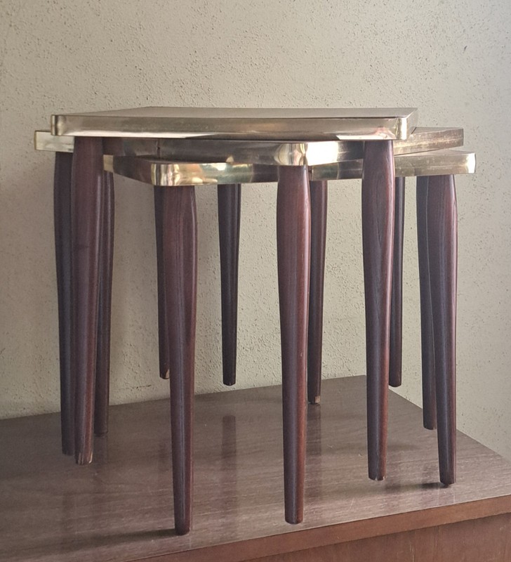 Set 3 Retro Laminate Stacking Nesting Tables Mid Century Modern MCM 1960s gallery