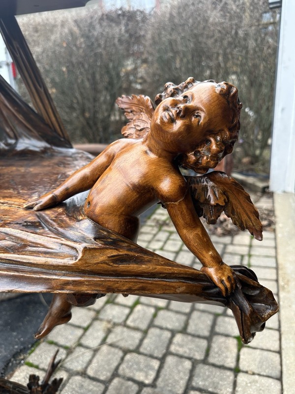 Antique Fantasy Walnut Cherub Putti Table Etagere Horner gallery