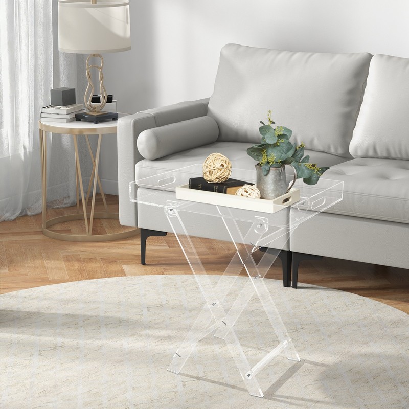 Furniture Acrylic Folding Tray Table, Side End Table, Clear Modern Tray Table gallery