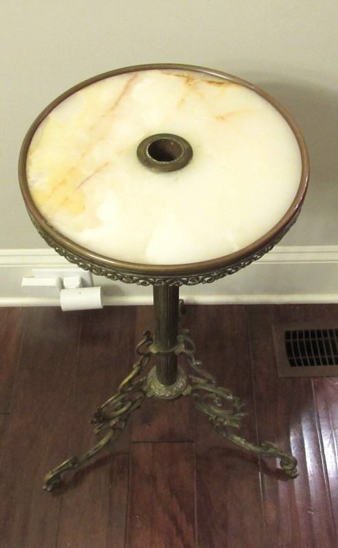 VICTORIAN BRASS AND MARBLE STAND TABLE gallery