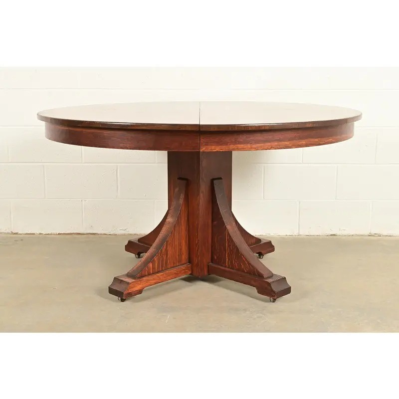 Stickley Brothers Mission Oak Arts & Crafts Extension Dining Table, Circa 1910 gallery