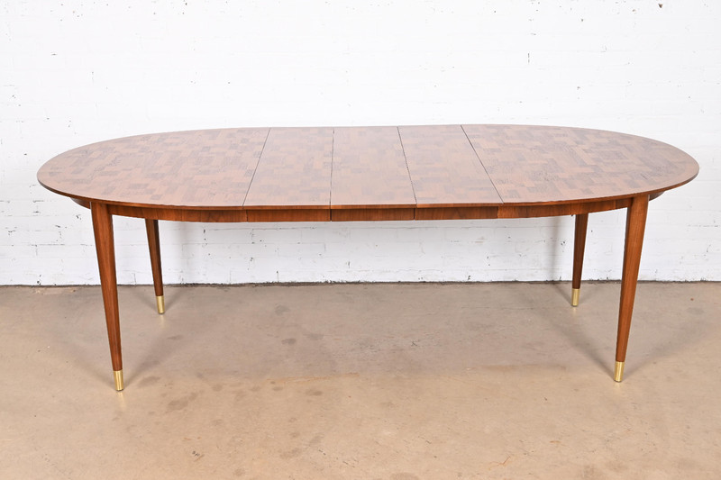 Bert England for Johnson Furniture Patchwork Walnut Extension Dining Table