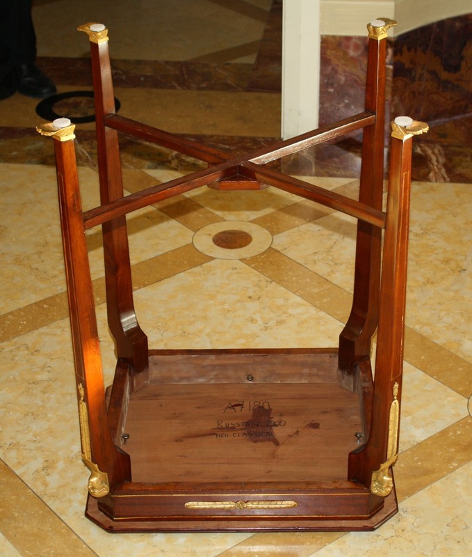 MAGNIFICENT 19C RUSSIAN NEO CLASSICAL BRONZE MOUNTED MAHOGANY TABLE 'MUST SEE' gallery