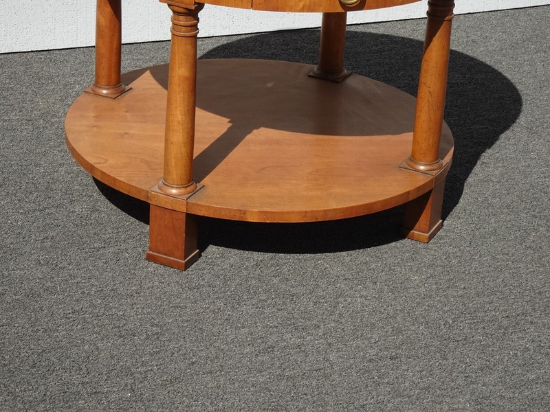 Vintage Neoclassical Baker Side Table Stand w Round Sunburst Table Top & Drawer gallery