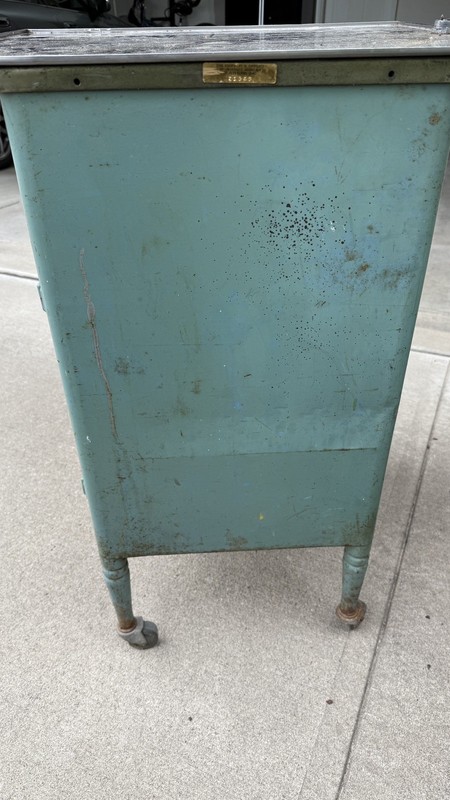 Vintage MCM Rolling Hospital Metal Table Cart Retro Blue Shabby Urban Furniture gallery