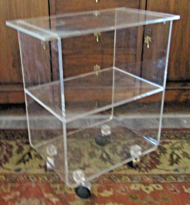 Vintage Lucite Side Table Bar Cart with Casters gallery