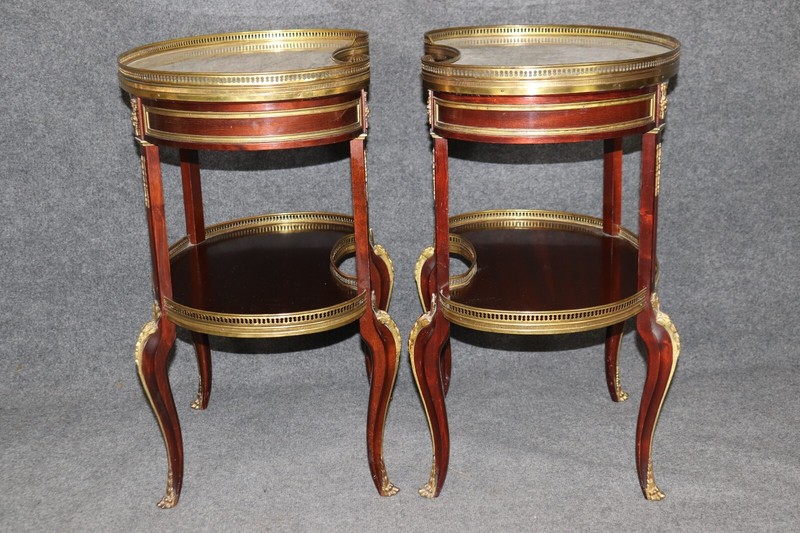 Francoise Linke Attributed Marble Top Louis XV Bronze Mounted End Tables gallery