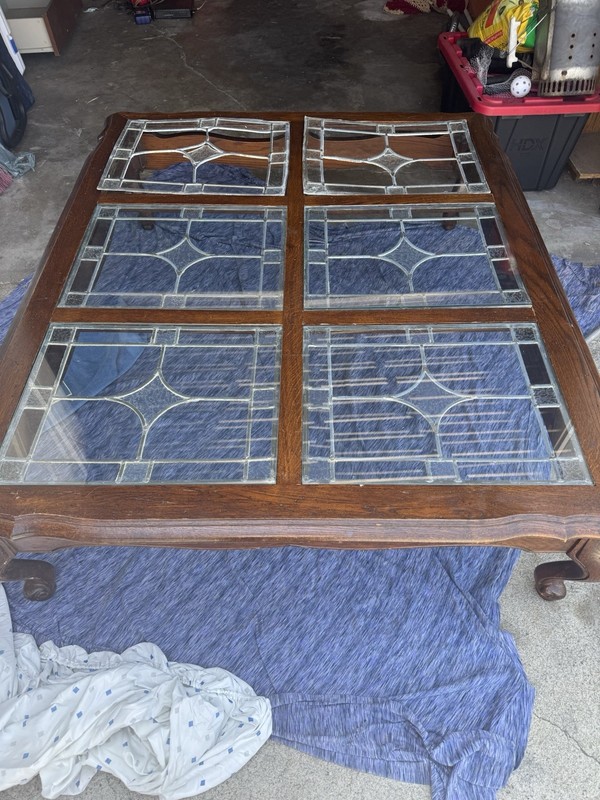 Antique Leaded Glass Coffee Table