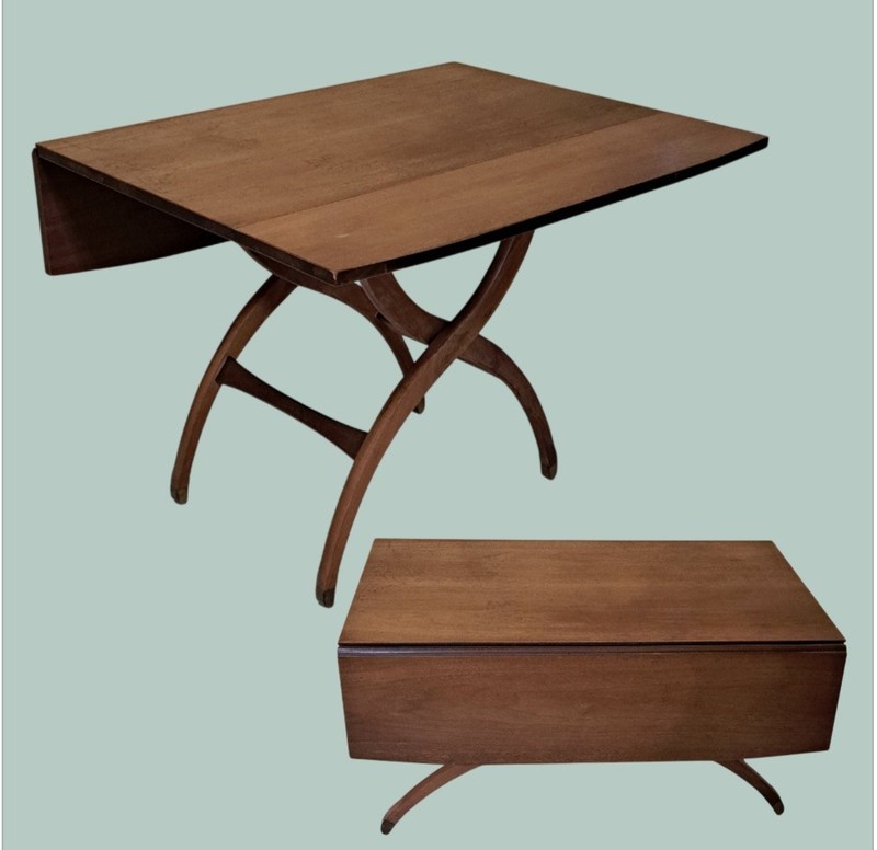 MCM Adjustable Elevator Table Coffee to Dining Solid Wood Drop Leaf X‑Frame Base