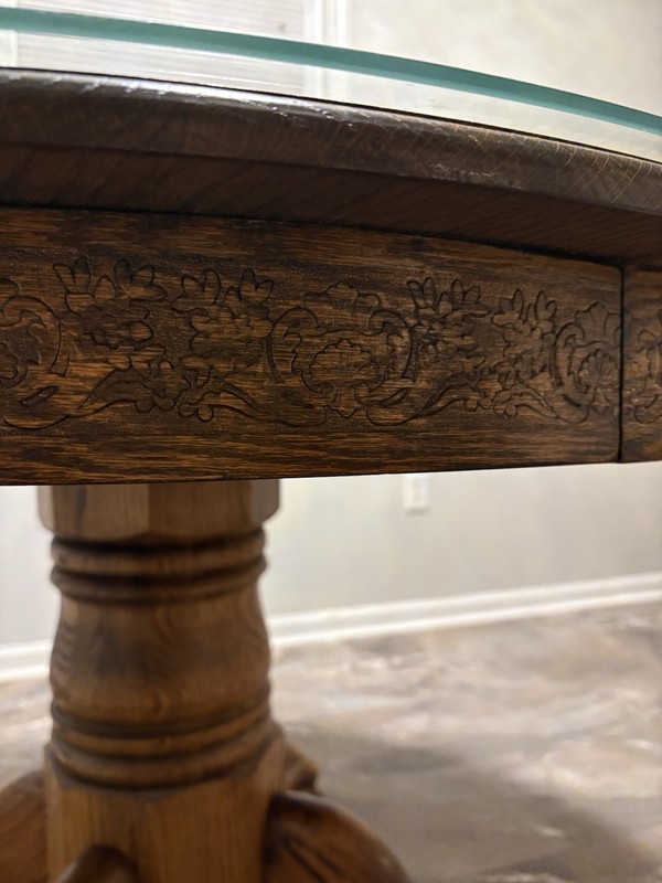 Antique Round Oak Table - Lion's Claw Feet Legs Expandable - Damaged - gallery