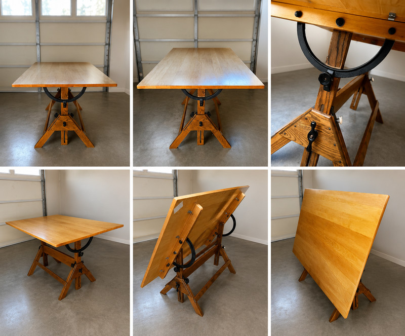 Vintage Hamilton-Economy Architect Drafting Table – Adjustable Solid Wood Indust