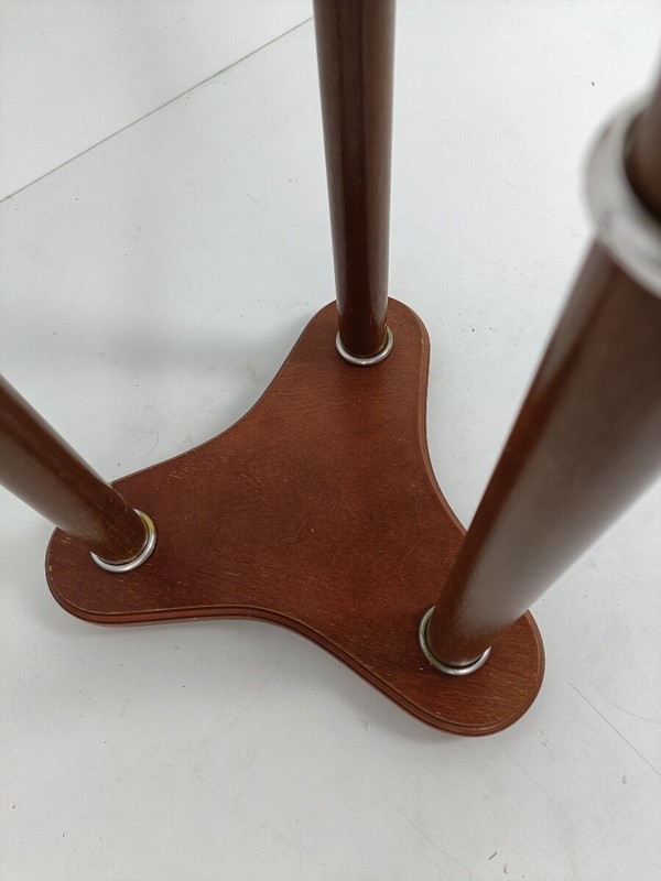 Vintage Pedestal Plant Stand side table Column Brass trims Marble Top wood Beaut gallery
