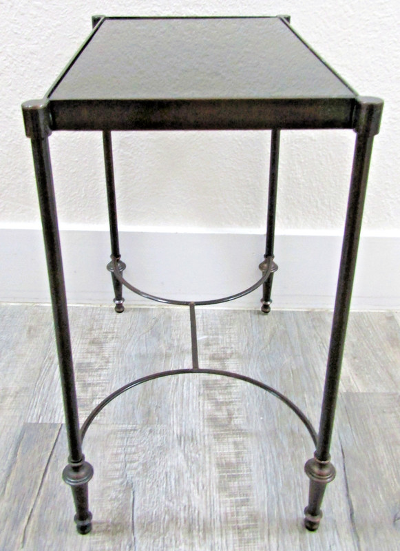 Vintage Rectangular Bronze and Black Granite Top 18" Tall Drink Table gallery