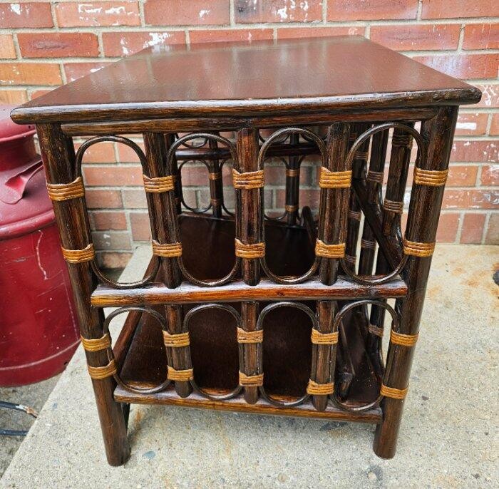 Vintage Bamboo Plant Fern Stand End Table Handmade Rosewood gallery