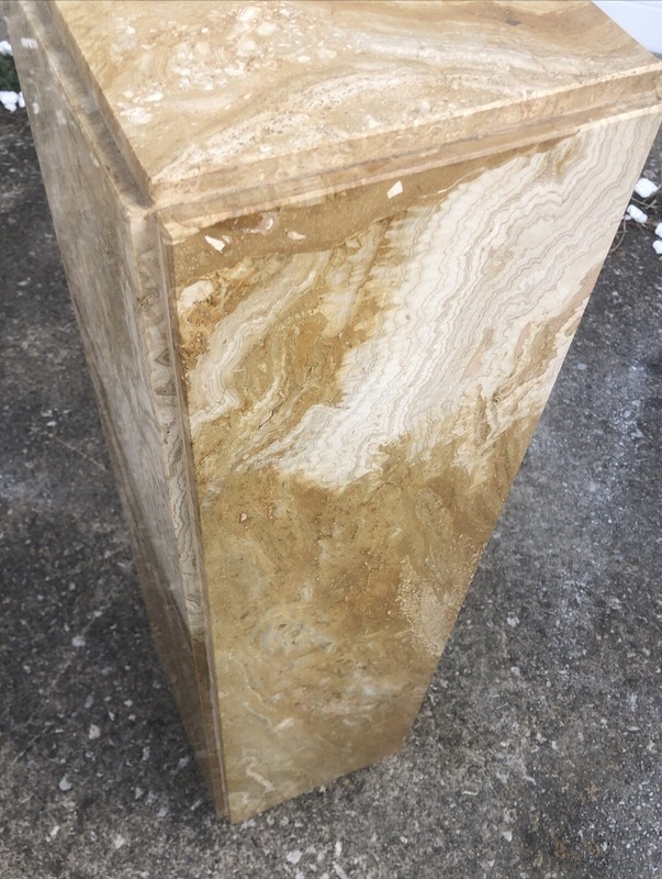 MCM Travertine Marble Pedestal Stand Column Pillar Italian 32” gallery