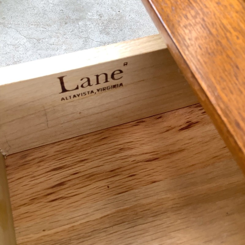 Lane Perception Walnut End Table Two-Tier Drawer MCM 1960s gallery