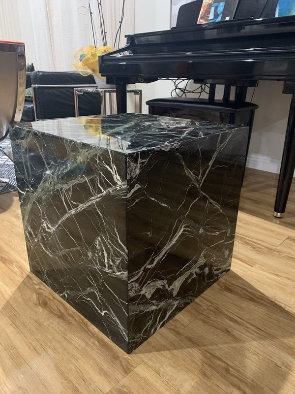 80's Circa Black Marble Cube Shape Pedestal/Table gallery