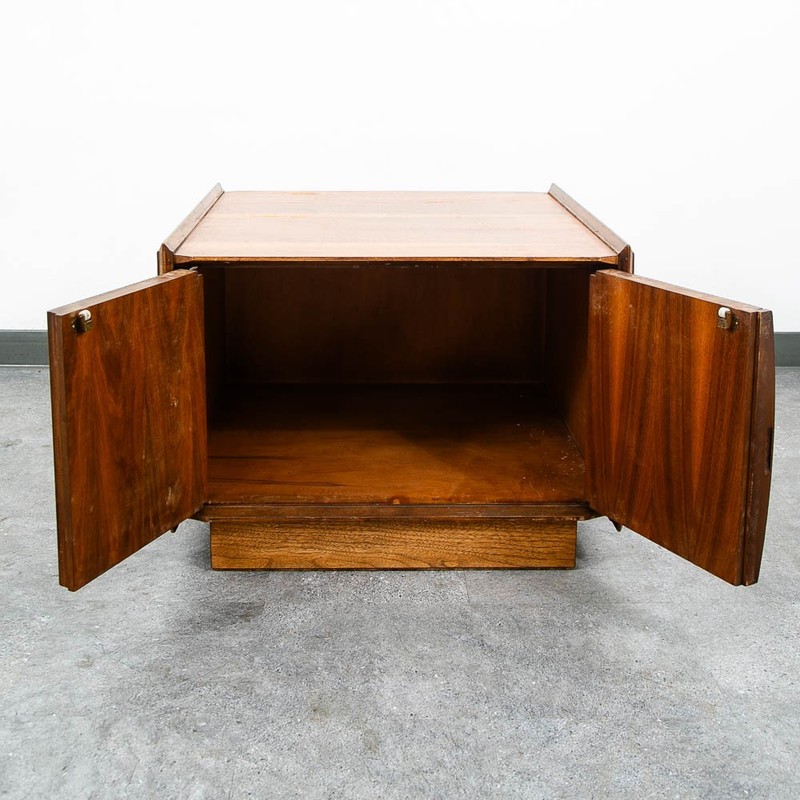 Mid Century Modern End Table Lane Cabinet Square Walnut 2 Doors Side Table MCM gallery