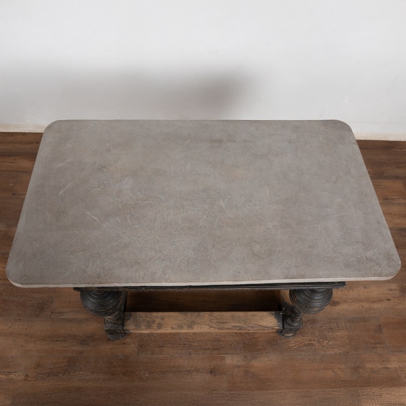 19th Century Swedish Stone Top Baroque Black Table gallery