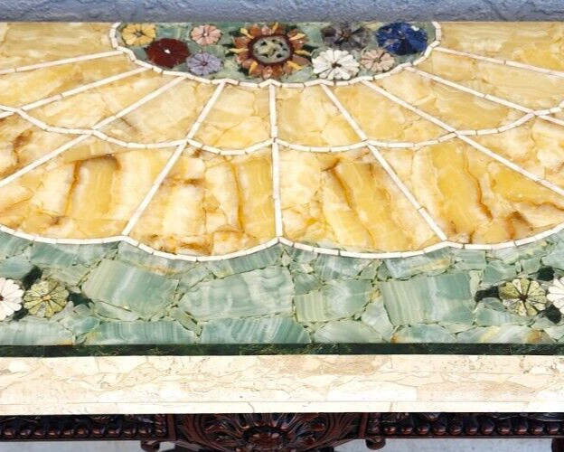 Regency Console Table Brass Swans Inlaid Onyx gallery