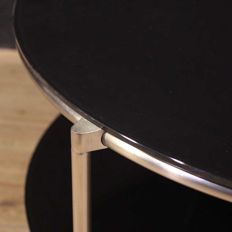 Coffee table on wheels modern Italian table 80s IN metal and glass gallery