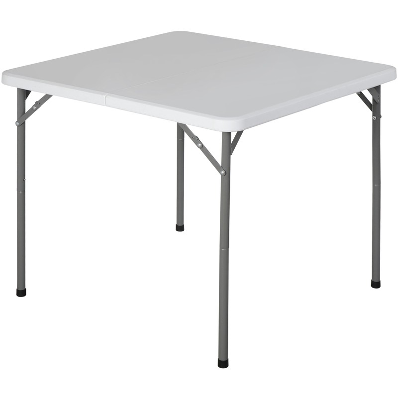 34″Square Folding Card Table Plastic Fold-in-Half Picnic Table w/Carrying Handle