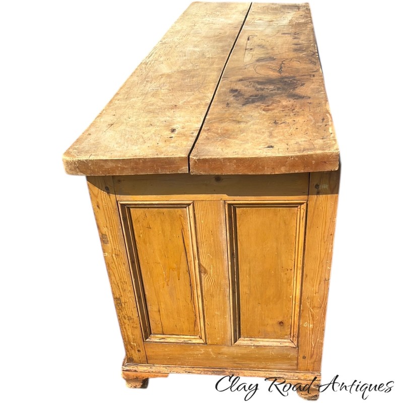 Antique Georgian Butcher block kitchen table work 7 drawers 1800s farm house 6FT gallery