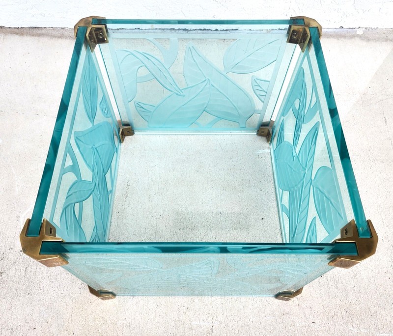 Coffee Cocktail Table Etched Glass Dennis Abbe Coastal Palm Beach gallery