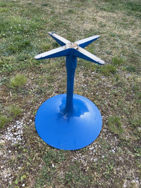 Vintage Tulip Metal Table Base Blue 1970s Low Table Height 52 cm gallery