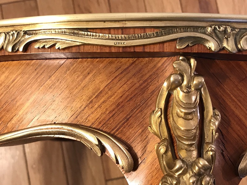Signed Linke Gilt-bronze Mounted Kingwood, Satiné & Floral Marquetry Side Table gallery