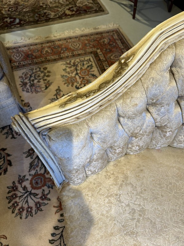 Provincial Set 3 Pieces, 2 Corner Chairs And 1 Table With Marble Top, Antique gallery
