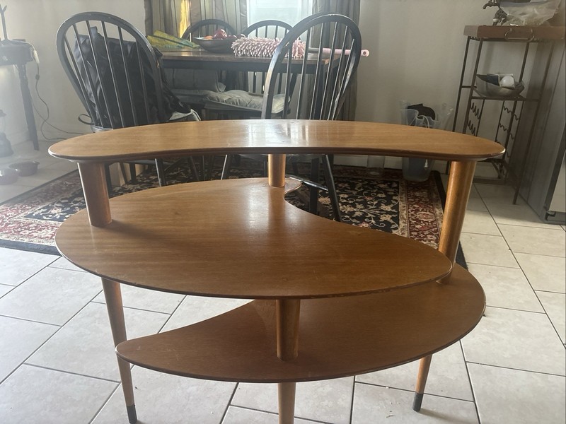 John Keal for Brown Saltman Wedge Table with Magazine Rack mid century modern