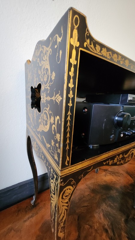 Antique French Black Gold Gilt Art Nouveau Side Table gallery