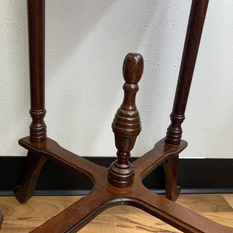 VTG 1970s American French Country Mahogany Wood 28" Pedestal Side Marble Table gallery